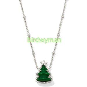Holiday Tree Silver Short Pendant Necklace